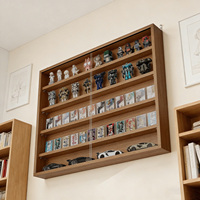 Vitrine murale en bois faite à la main, boîte à ombre multi-niveaux avec panneaux transparents coulissants, cadre de rangement pour collection de jouets, poupées, médailles