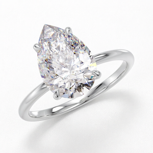 Anillo de compromiso de oro blanco de 18 quilates con diamante de laboratorio talla pera y halo para mujer, joyería de aniversario - Product Image 1