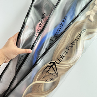Long sac à fermeture éclair givré en PVC personnalisé pour accessoires de cheveux stockage réutilisable à fermeture éclair avec impression de logo perruque étui à fermeture éclair