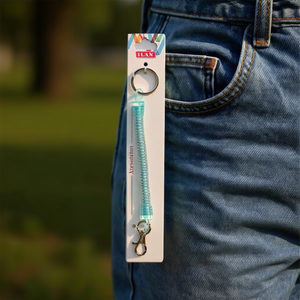 Portachiavi a molla Ilan 21 cm blu con moschettone per chiavi e portafogli - Product Image 2