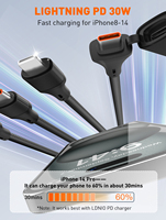 Câble de charge LDNIO LC97uc 2 entrées 3 sorties, charge super rapide 100W, coque métallique anti-flexion, cordon de charge universel tressé