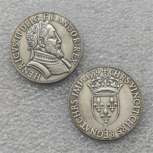 Monete Commemorative in Stile Antico del <span class=keywords><strong>Regno</strong></span> <span class=keywords><strong>di</strong></span> <span class=keywords><strong>Francia</strong></span> del 1554 - Teston - Henri II, Regali, Decorazioni per la Casa - Product Image 1