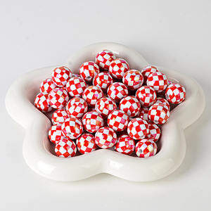 16mm UV-coated <b>Acrylic</b> Mixed Color Checkerboard Round <b>Bead</b> DIY Handmade Stringing Pen for Mobile Phone Chain Accessories - Product Image 5