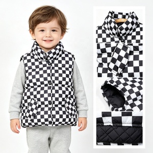 Gilet matelassé d'hiver KERUI pour enfants, veste utilitaire brodée de haute qualité pour filles, gilet <span class=keywords><strong>sans</strong></span> manches en duvet à motif damier pour garçons - Product Image 3