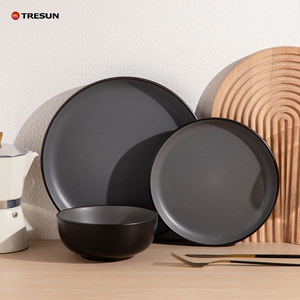 Juego de Vajilla Personalizado para Restaurante, Platos y Tazones Negros y Marrones Esmerilados para Sopa, Duraderos y en Stock - Product Image 1