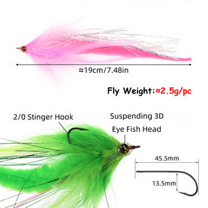 Kit de 8 <span class=keywords><strong>leurres</strong></span> de pêche à la mouche Dragontail Streamer 2/0 avec boîte double face, <span class=keywords><strong>gros</strong></span> appâts <span class=keywords><strong>pour</strong></span> la pêche au brochet, au muskellunge et au bar rayé - Product Image 4