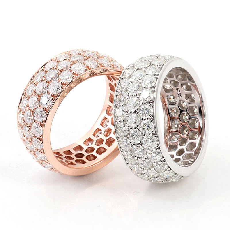 Bague moissanite en or blanc plaqué argent 925