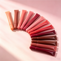 Gloss à lèvres végétalien hydratant et repulpant à l'huile de peptides, haute brillance, longue tenue, marque privée, vente en gros