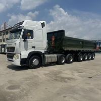 Semi-remorques benne basculante type U d'occasion du Groupe Chengda, 4 essieux, poids lourd, 60 tonnes, 80 tonnes, 30 mètres cubes, avec tête de tracteur