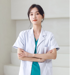 เสื้อโค้ทแล็ปแขนสั้นสำหรับผู้หญิงเสื้อคลุมห้องปฏิบัติการสีขาวบริสุทธิ์เสื้อโค้ทสำหรับนักเรียนชุดยูนิฟอร์มแพทย์พยาบาลสไตล์ใหม่ - Product Image 4