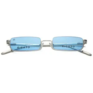 Lunettes de soleil en métal, forme rectangulaire, argent, 2023