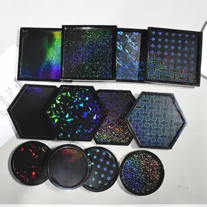 Holographic Resin Coaster Molds Square, Hexagonal, Round Silicone Coaster  Resin Casting Mold DIY Resin Cups Mats Home Decoration