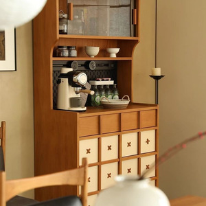 Vintage Style Solid Wood <b>Sideboard</b> 90x45x187cm Multi Functional Storage Cabinet For Dining Room Teak Wood Cabinet - Product Image 3