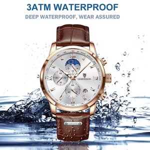 LIGE <span class=keywords><strong>orologio</strong></span> 8953 uomo al quarzo di lusso di marca Top Brand Sport Casual orologi da uomo luminosi e luminosi lunari in pelle - Product Image 6