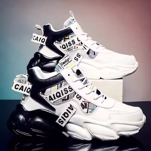 Chaussures montantes à lacets pour hommes, nouvelle collection automne, style basketball tendance et polyvalent pour jeunes, chaussures de sport décontractées en maille et cuir - Product Image 1