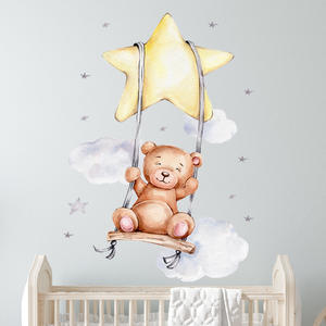 Balena e orso luna palloncino stelle carta da parati nuvoloso decorazioni per la casa adesivo murale per soggiorno camera da letto divano sfondo Decor Sticker - Product Image 3