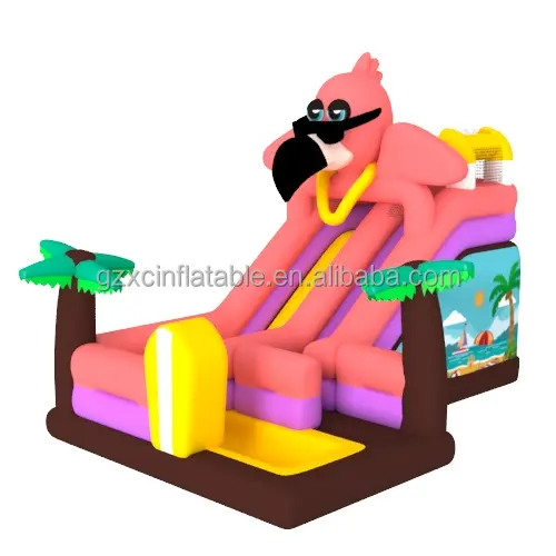 Diskon besar mainan Luncur tiup tema Flamingo merah muda untuk anak-anak dan dewasa