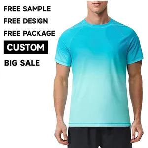 कस्टम प्रिंटिंग ब्लैंक पुरुषों की टी-शर्ट पॉलिएस्टर स्पोर्ट टीशर्ट शर्ट ब्लाउज़ टॉप जिम शर्ट