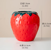 Vase en céramique en forme de fraise pour fleurs, décoration créative pour la maison, centre de table en forme de fruit, ornement artistique artisanal