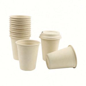 Gobelets à café écologiques en bagasse de canne à sucre biodégradable avec logo personnalisé, 16 oz, compostables, avec couvercle - Product Image 2
