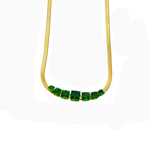 Fashion Chains Necklace Gold Blade Pattern Geometric Design Party Occasion Prong Setting DG-XL00107 - Product Image 5