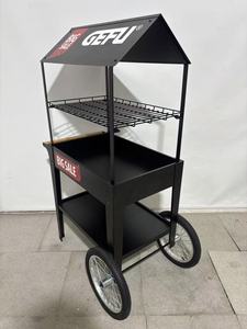 Có Thể Tháo Rời Màu Đen Đồ Uống Hiển Thị Đứng Giỏ Hàng 3 Tier Cocktail Rượu Vang Hiển Thị Kệ Tầng Đứng Snack Tàu Sân Bay Với Bánh Xe Cho Khách Sạn - Product Image 5