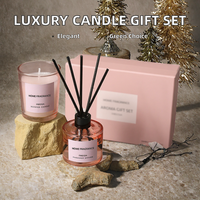 Ensemble cadeau de bougie en cire de soja aromathérapeutique de luxe et de diffuseur de roseaux avec logo personnalisé, fait à la main, écologique, décoration d'intérieur