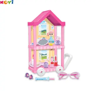 2024 New Arrival Hot Girls Toy Set Doll House Set Plastic Pretend Play Doll House Play Role Dream House