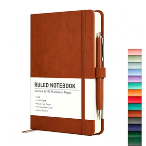 Carnet A5 en cuir PU ligné, 192 pages numérotées, papier sans acide 100 g/m², avec élastique, pour les affaires - Product Image 2