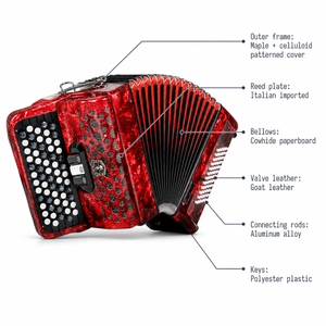 Accordéon à boutons en bois d'érable, 37 touches, 60 basses, système chromatique B, anches italiennes, MOQ 1, fournisseur direct d'usine - Product Image 1