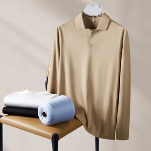 <span class=keywords><strong>Polo</strong></span> da <span class=keywords><strong>uomo</strong></span> in misto <span class=keywords><strong>lana</strong></span> di alta qualità in pile calda tinta unita da lavoro con risvolto a <span class=keywords><strong>manica</strong></span> <span class=keywords><strong>lunga</strong></span> - Product Image 1