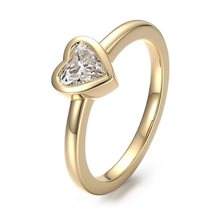 Bague simple et élégante en or jaune 18 carats avec diamant de laboratoire taille cœur 1 carat, pierre unique, comme cadeau de vacances pour ma petite amie - Product Image 3