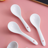 Cuillère en céramique blanche pour soupe, riz, ramen – Ustensile de cuisine en porcelaine, ensemble de service, cadeau, design empilable, FDA, OEM, vente en gros, faible MOQ