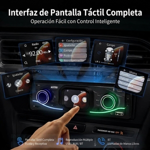 Reproductor MP3 Para Auto 1 Din Pantalla Tactil Radio BT USB AUX FM Con DSP EQ Control Por App RGB LED Universal - Product Image 3