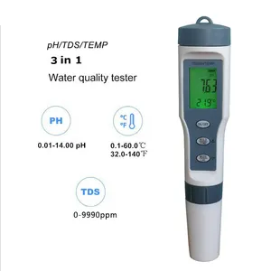 3 in 1 ph ölçer ve ppm metre combo PH ve sıcaklık su kalitesi test kalemi otomatik sıcaklık ph ölçer arkadan aydınlatmalı