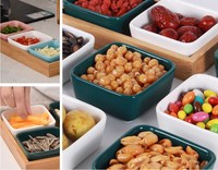 Plateau de service à fruits style nordique, bols carrés, vaisselle noix, diviseur de fruits secs, ensemble de plateaux à fruits en céramique