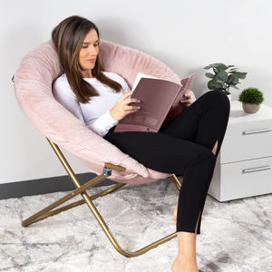 เก้าอี้พับได้สำหรับผู้ใหญ่ผ้าลูกฟูกสีชมพูพับได้แคมป์ปิ้งมูนแชร์น้ำหนักเบาใช้กลางแจ้งงานตามสั่ง - Product Image 2