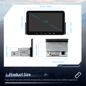 Podofo Duy Nhất DIN Android Xe Stereo 7 Inch 2 + 32G Không Dây Carplay/Android Tự Động IPS Màn Hình GPS/Wifi/FM/USB/Bt/EQ Dropshipping - Product Image 5