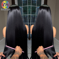 Perruque de cheveux humains vierges indiens brésiliens lisses et bouclés, densité 250, sans colle, perruque frontale complète HD 13x6 en dentelle brute, perruque vietnamienne brute