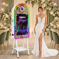 Nouvelle Cabine Photo Miroir Magique en Forme d'Arche Compatible avec Imprimante – Photobooth Numérique à Impression Instantanée – Machine Photo Selfie Miroir