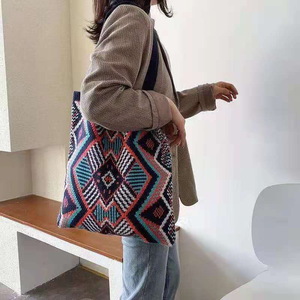 Lady Knitting Gypsy Bohemian <strong>Boho</strong> Chic Einkaufstasche Frauen Casual Open Shopper Top-Griff <strong>Tasche</strong> 2021 Female Daily Handbag - Product Image 2