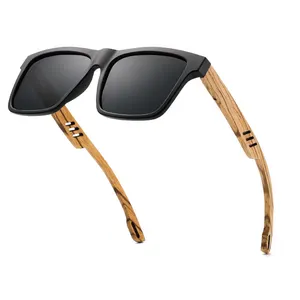 Óculos de sol polarizados de madeira vintage quadrados personalizados de alta qualidade retrô casual masculino óculos de sol de bambu polarizados de madeira