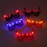 Lunettes LED lumineuses d'Halloween : Citrouille, Araignée, Fantôme, Chauve-souris, Corne de Diable – Lunettes clignotantes pour Fête Costumée, Accessoire Photo