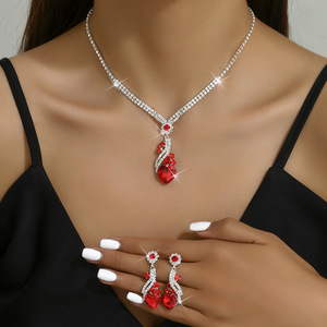 Conjunto de Joyería de Moda con Circonita Cúbica de Corte Brillante en Forma de Corazón, Cristal Azul Zafiro, para Compromiso, Boda, Fiesta, para Mujeres Holandesas - Product Image 3
