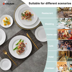 Platos Planos Redondos de Porcelana Cerámica Blanca Pura de 10.5 Pulgadas, Juego de Platos de Cena para Restaurante, <span class=keywords><strong>Precio</strong></span> Económico al por Mayor - Product Image 2