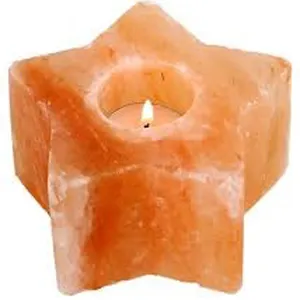 喜马拉雅盐烛台有机天然工艺喜马拉雅粉色盐岩礼品室内装饰茶灯