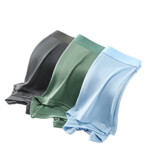 Calzoncillos bóxer para hombre, de corte medio, color liso, sin costuras, de algodón y elastano, ropa interior de alta calidad, transpirable, con logo personalizado. - Product Image 1