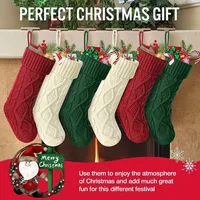Chaussettes de Noël en coton pour enfants, grande taille, tricot torsadé, décorations de Noël pour fête de famille