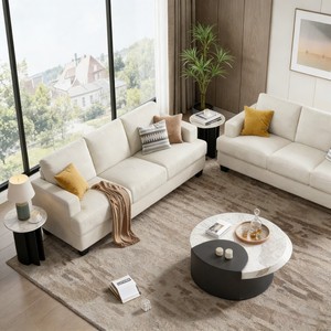 Juego de Sofás Modernos Dwoo de 2 Piezas en Tela de Pana, Cómodos Cojines Gruesos, 6 Plazas, Brazos Cuadrados, para Sala de Estar - Product Image 4