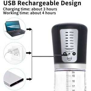 USB ricaricabile maschio elettrico potenziamento vibratore dimensioni aumento automatizzato pompa a vuoto aria masturbatore - Product Image 6